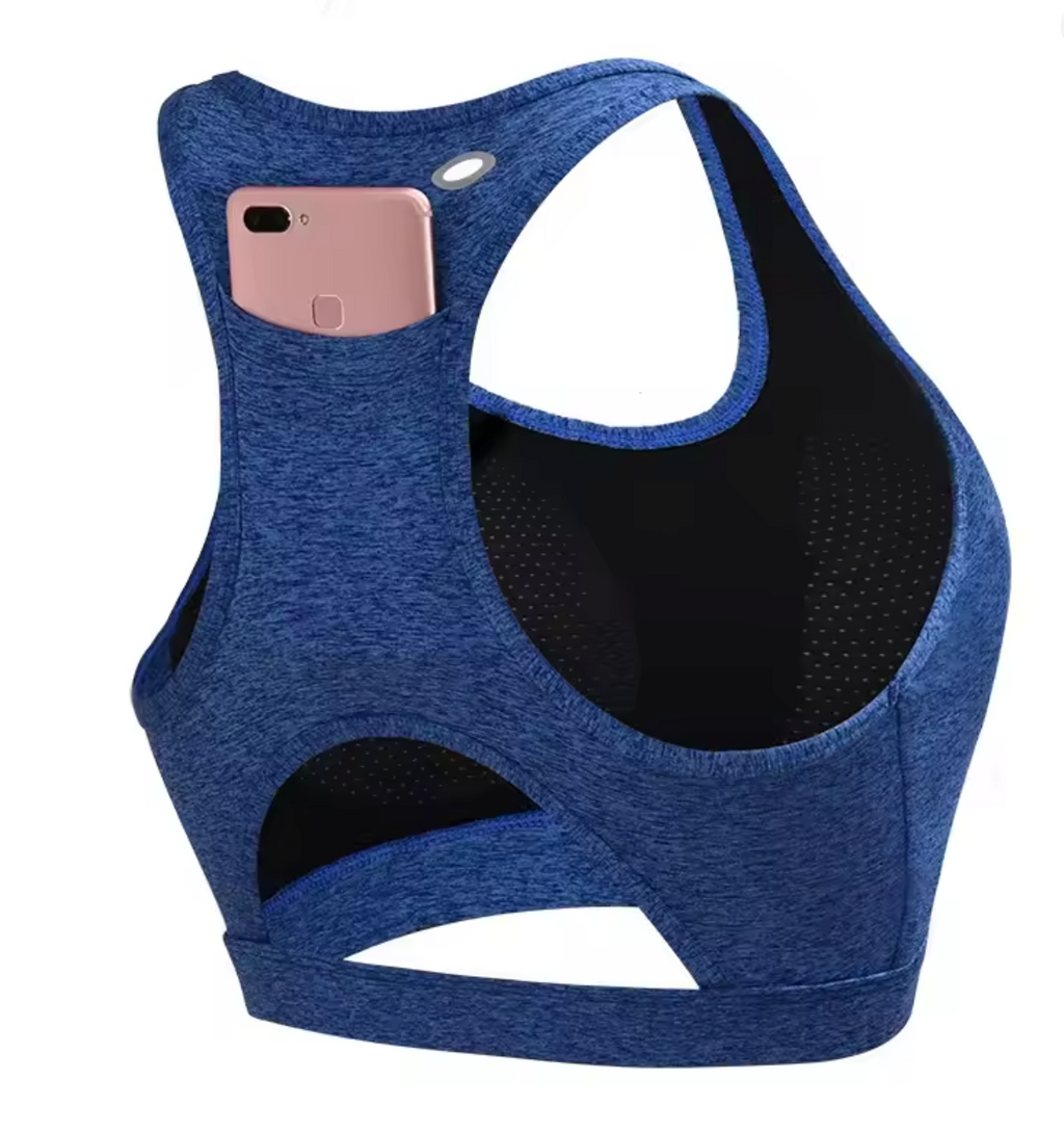Brassière de sport pour cavalière avec poche dorsale