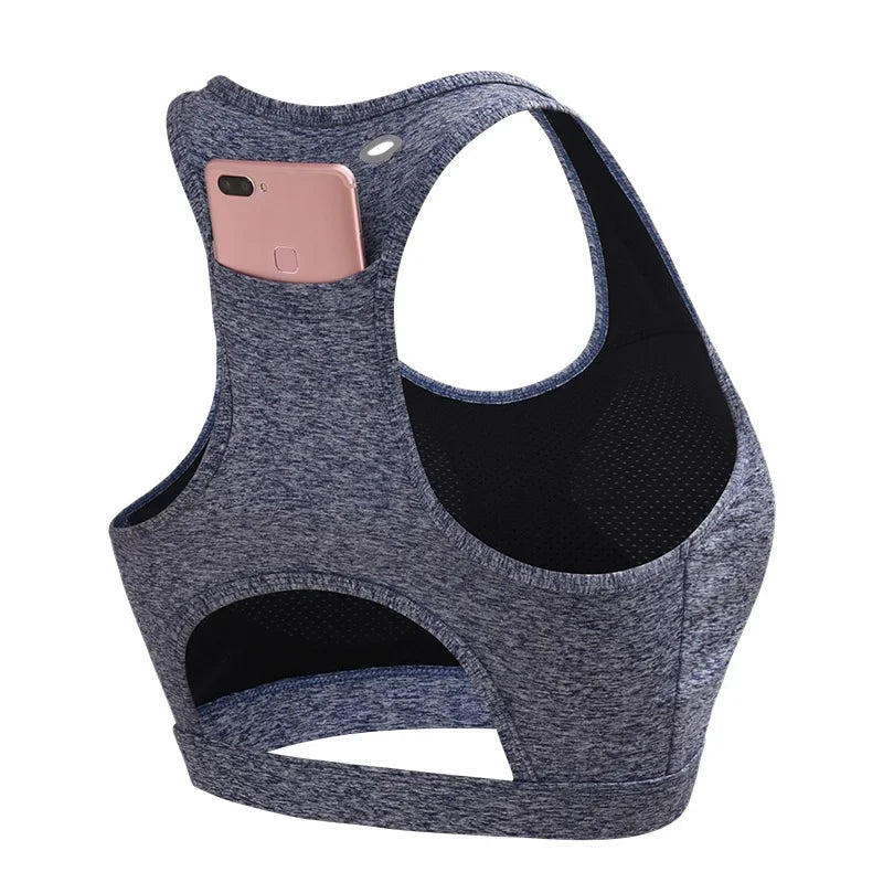 Brassière de sport pour cavalière avec poche dorsale
